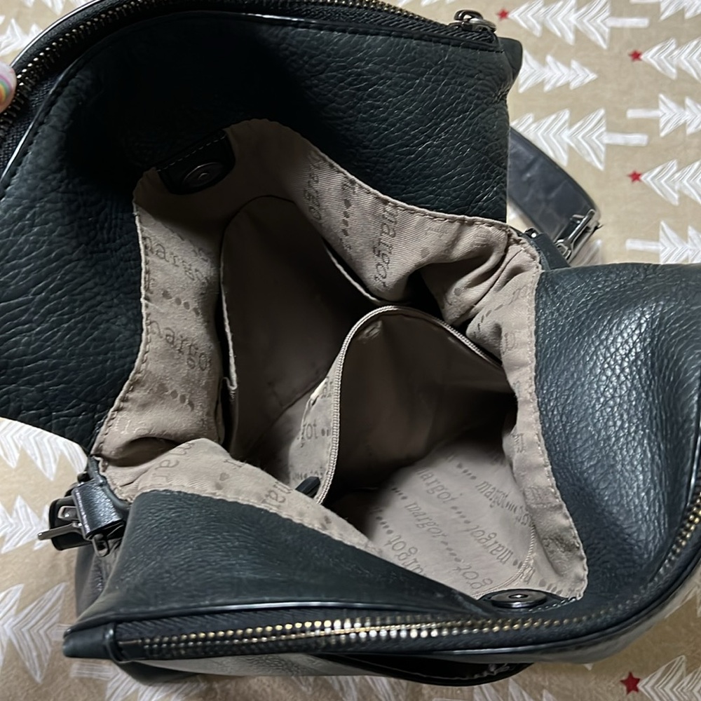 Margot Mickey Double Zip Versatile Hobo crossbody in Black Leather - Picture 10 of 15